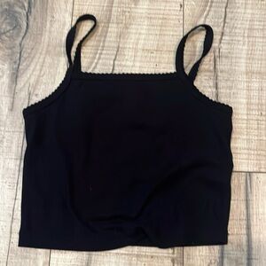 Colsie ribbed cropped square neck black tank top